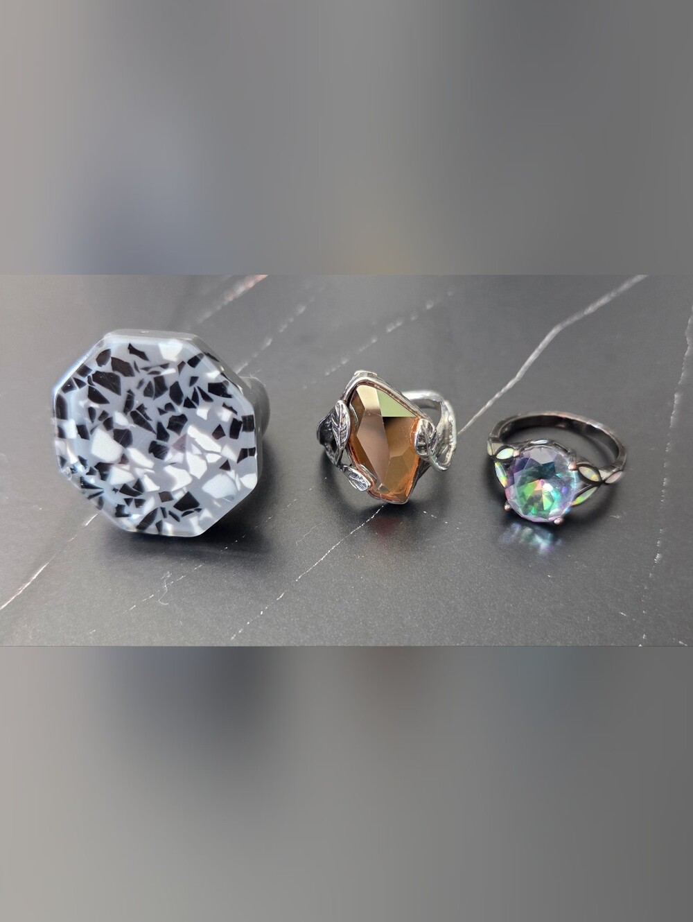 Bundle With Silpada Swarovski Crystal Sterling Silver Ring &  Rainbow Stone Ring